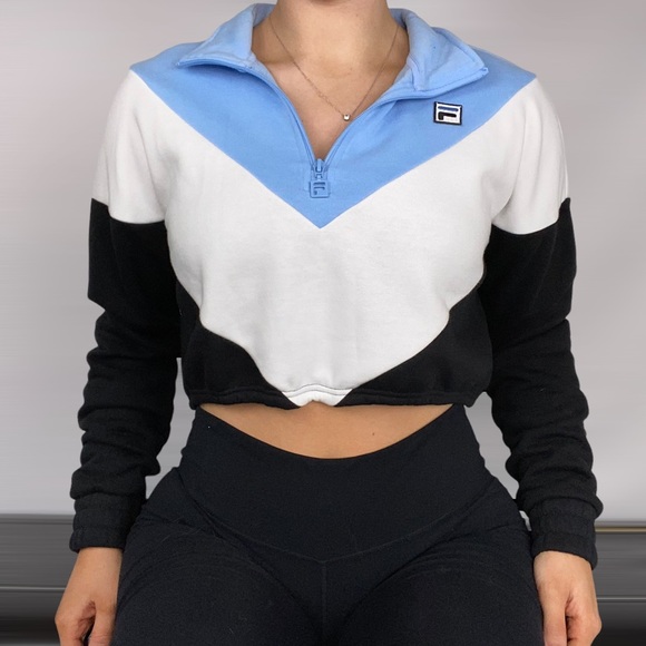 Fila Sweaters - FILA Quarter Zip Cinch Crop Sweatshirt